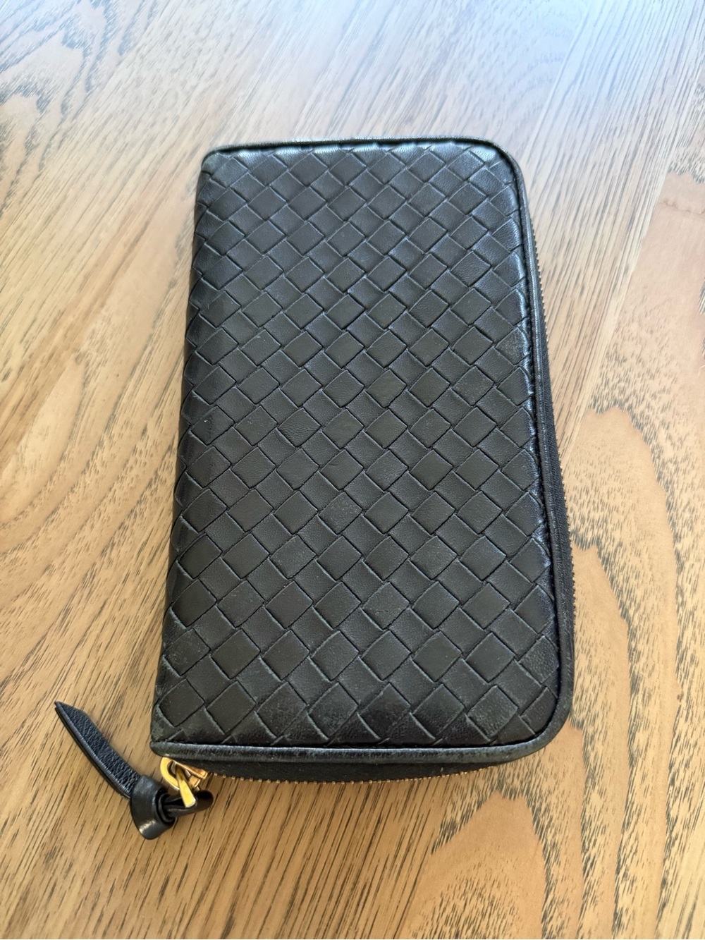 Bottega Veneta Black Intrecciato Zip-Around Wallet